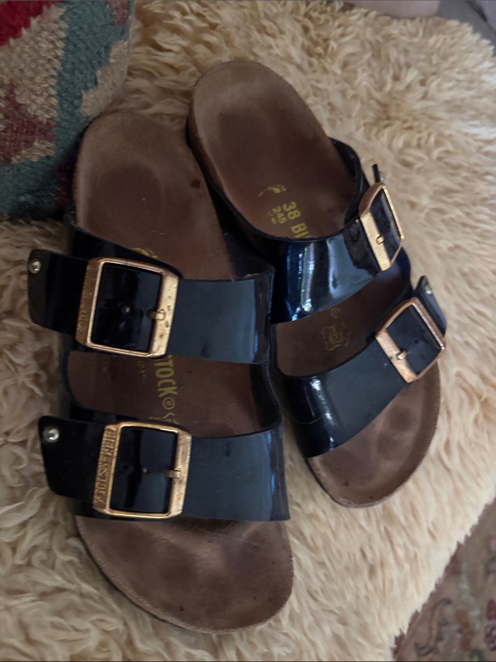 Women Birkenstock sz 38 black pat leather